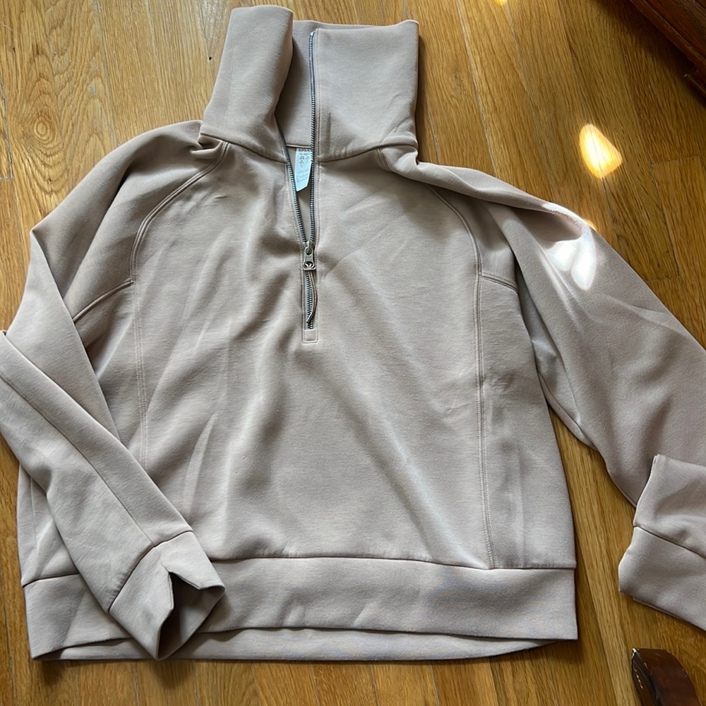 Spanx AirEssentials Half Zip Top. Nude pink color. X-Large